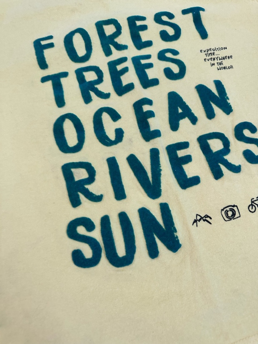 Zara Yellow Tee with Forest Trees Ocean Rivers Sun Graphic - Picture 6 of 6